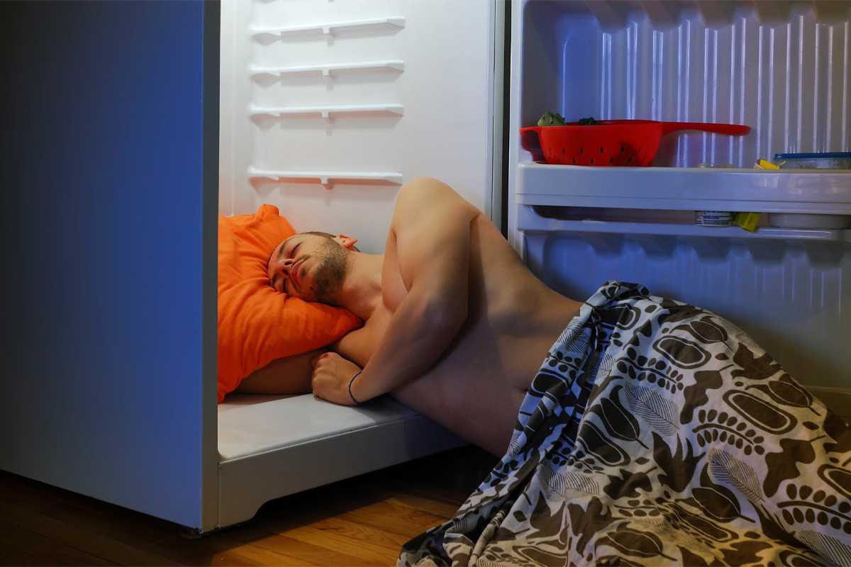 hombre combatiendo el calor y la sudoración