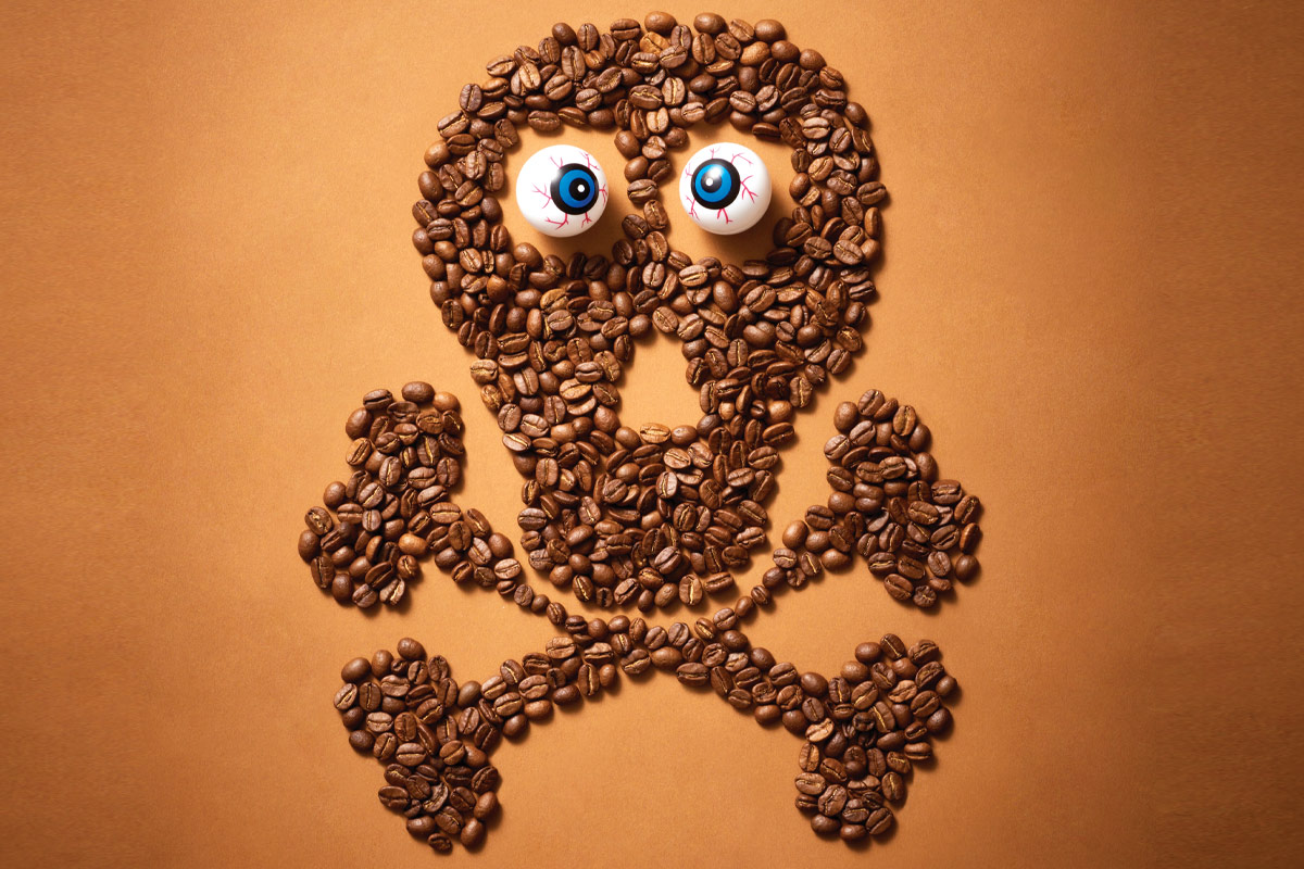 imagen de calavera con granos de café