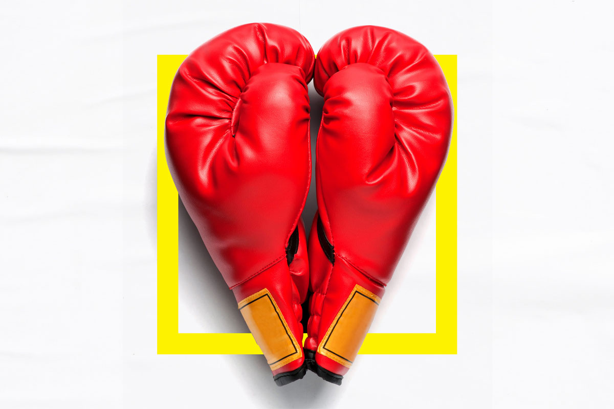 ilustración de guantes de box en forma de corazón